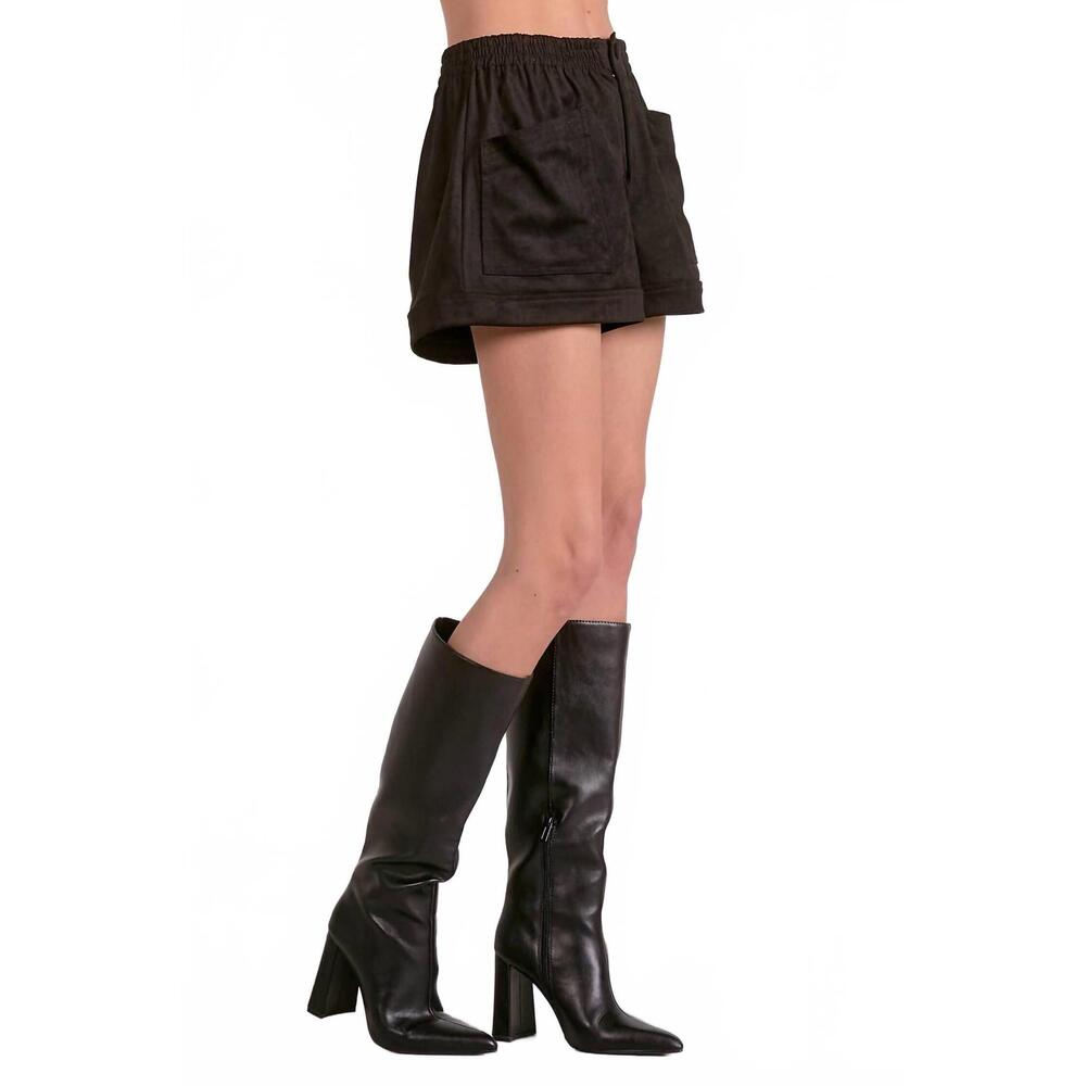NEW ELAN faux suede shorts in black - Picture 4 of 4